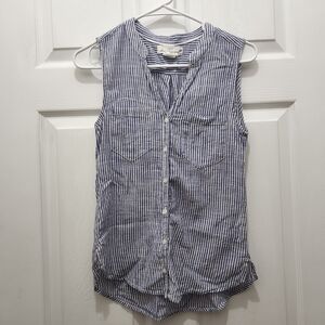H&M Striped Sleeveless Button-Up Top